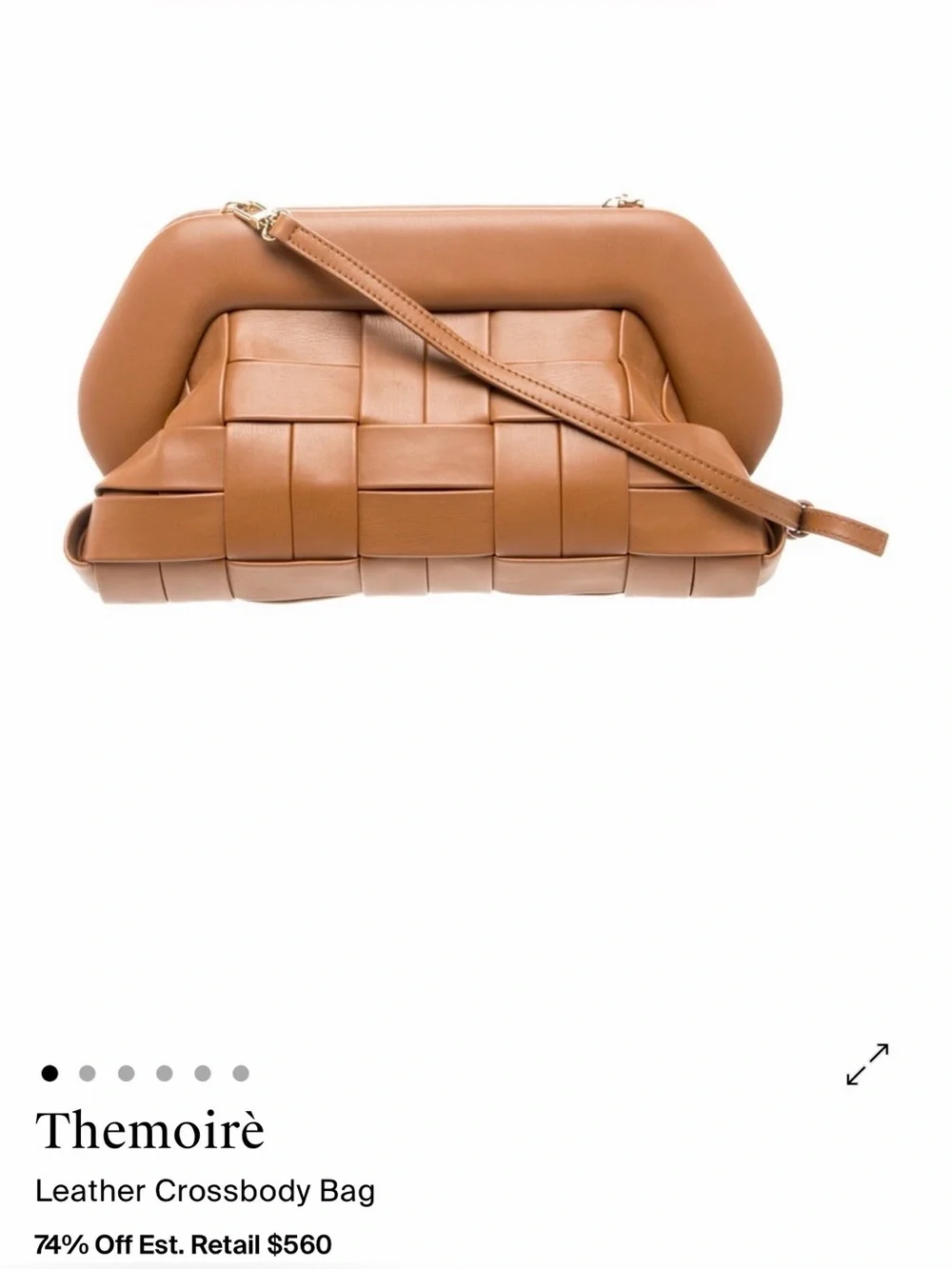 THEMOIRe Woven Vegan Leather Shoulder Bag in Cognac